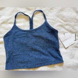 Beyond Yoga Heathered Blue Racerback Crop Tank Top NWT